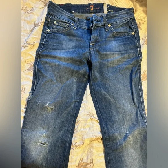 7 for all mankind jeans Lexie petite A pocket distressed as seen in pictures - Picture 2 of 3